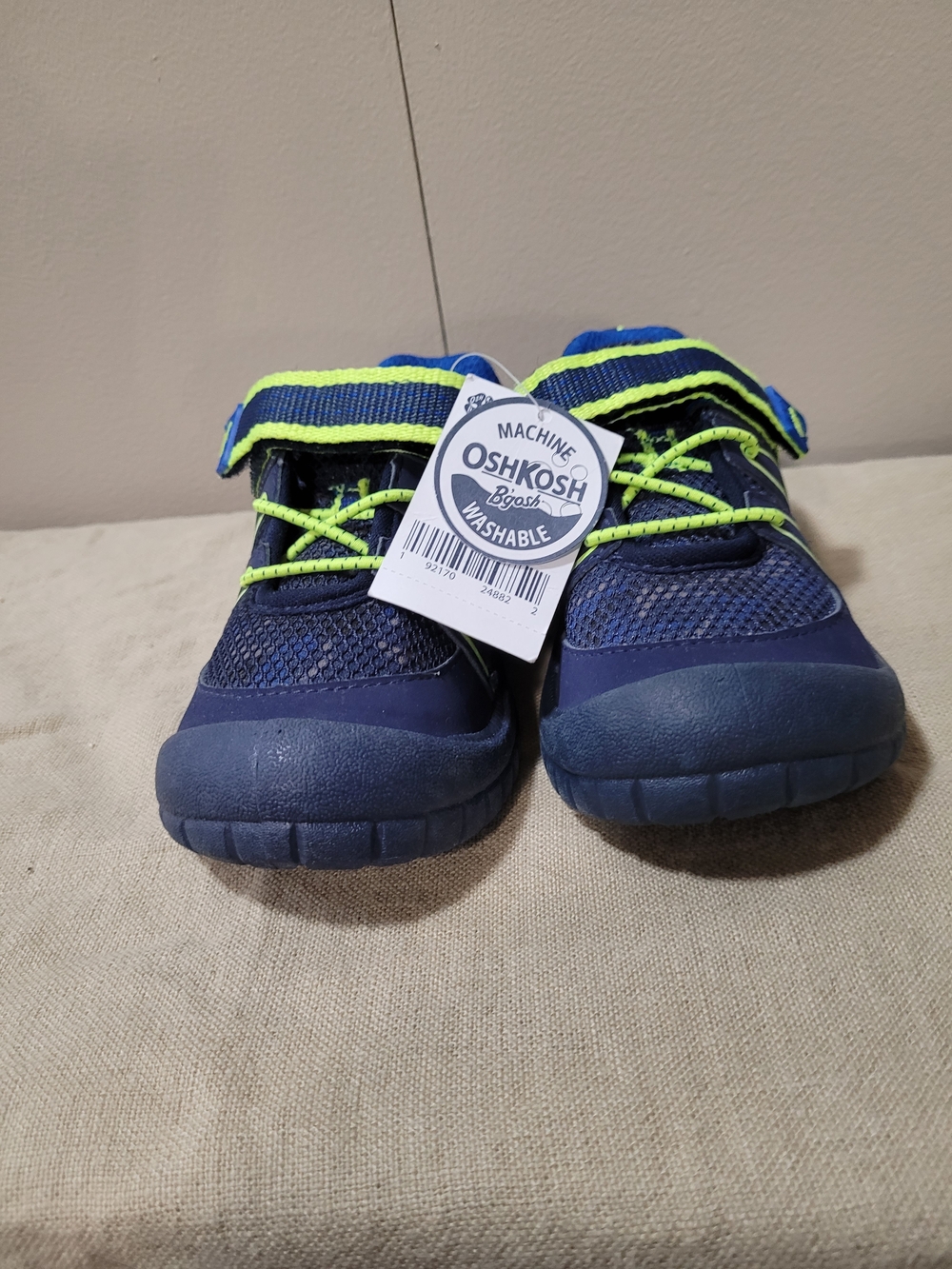 OshKosh B'gosh Navy and Lime Kids Velcro Athletic Sneakers